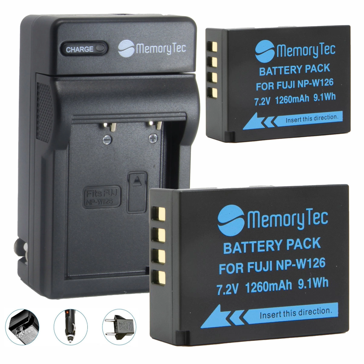 Kit 2 Baterias NP-W126 + Carregador para Fujifilm Kit 2 Baterias NP-W126 + Carregador para Fujifilm