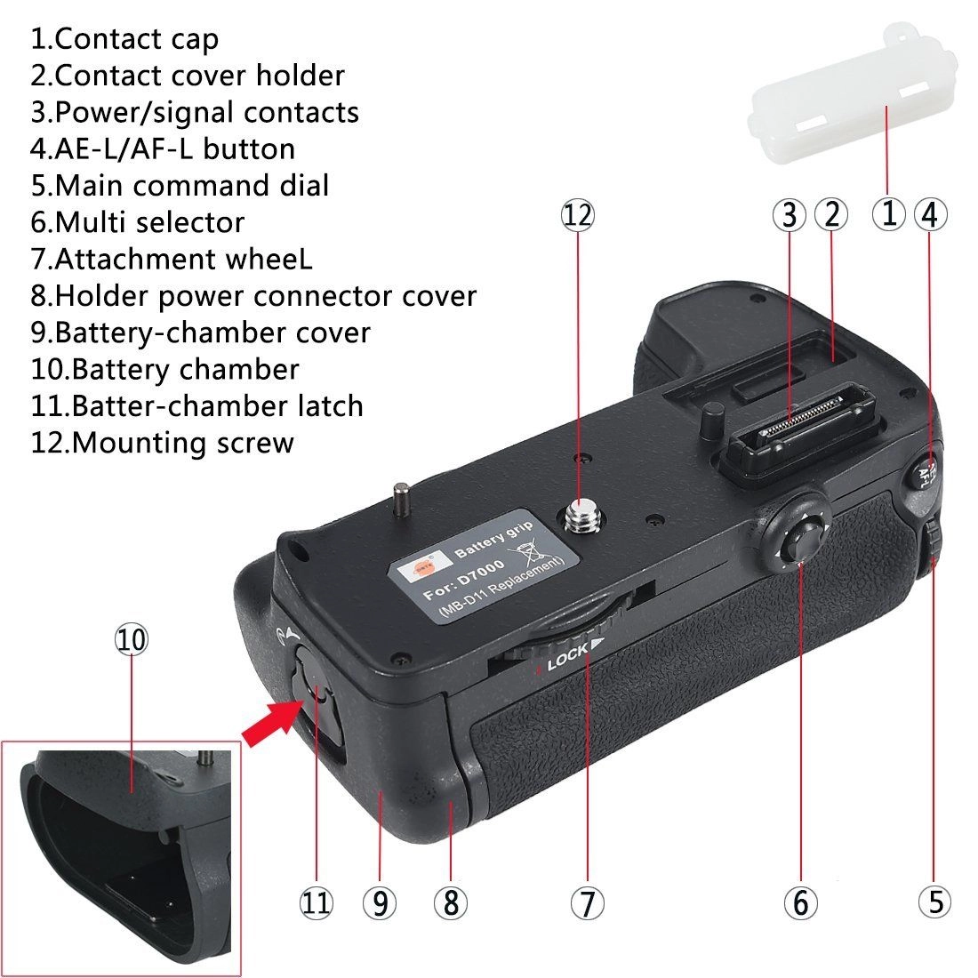 Kit Battery Grip MB-D11 + 2 Baterias EN-EL15 + Carregador para Nikon
