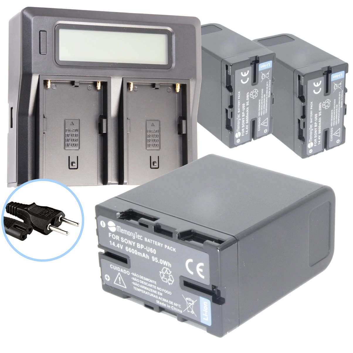 Kit 3 Baterias BP-U60 + Carregador Duplo para Sony Broadcast Kit 3 Baterias BP-U60 + Carregador Duplo para Sony Broadcast