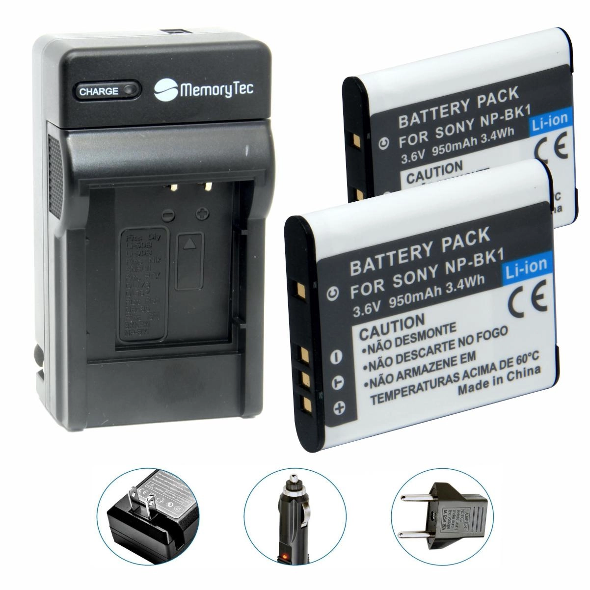 Kit 2 Baterias NP-BK1 FK1+ Carregador para Sony