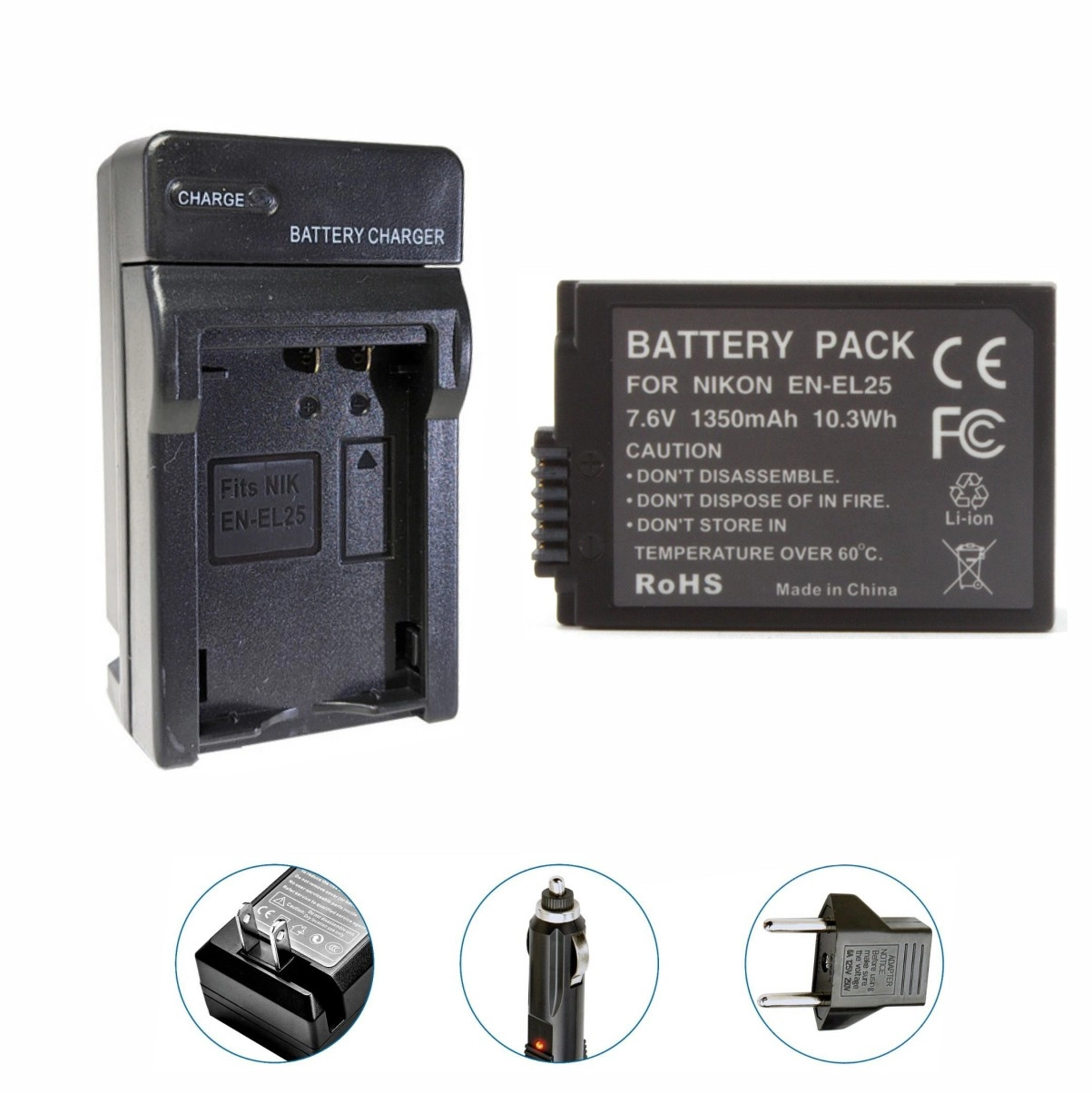 Kit 1 Bateria EN-EL25 + Carregador para Nikon Kit 1 Bateria EN-EL25 + Carregador para Nikon