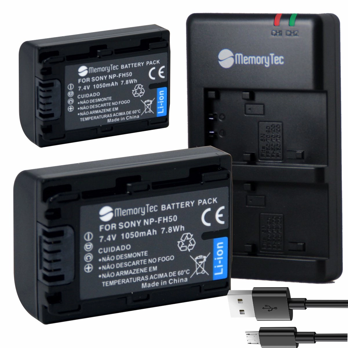 Kit 2 Baterias NP-FH50 + Carregador Duplo DU para Sony Kit 2 Baterias NP-FH50 + Carregador Duplo DU para Sony