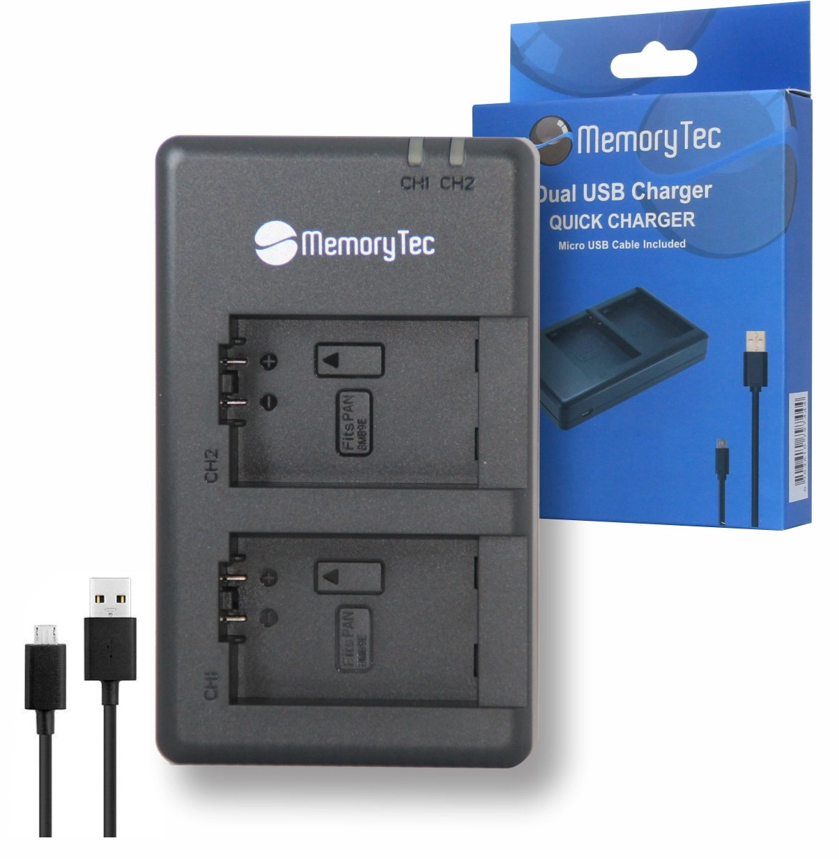 Kit 4 Baterias DMW-BMB9 + Carregador Duplo DL para Panasonic