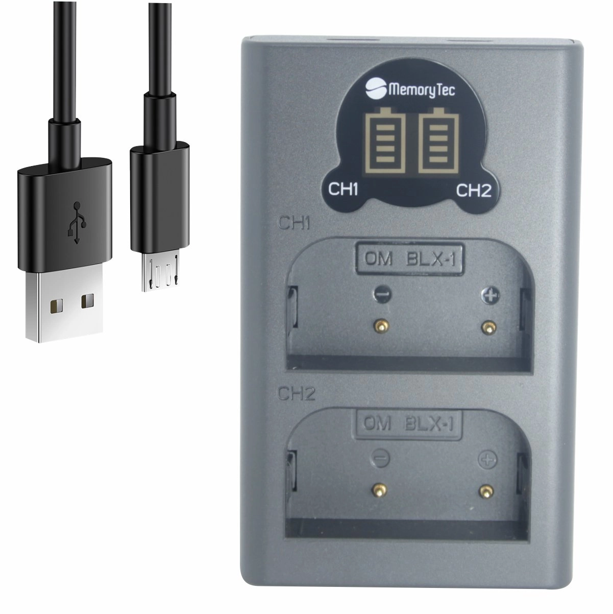 DL Carregador Duplo BLX1 para Olympus