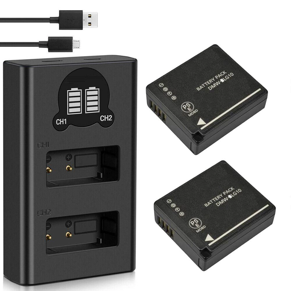 Kit 2 Baterias DMW-BLG10 + Carregador Duplo DL para Panasonic