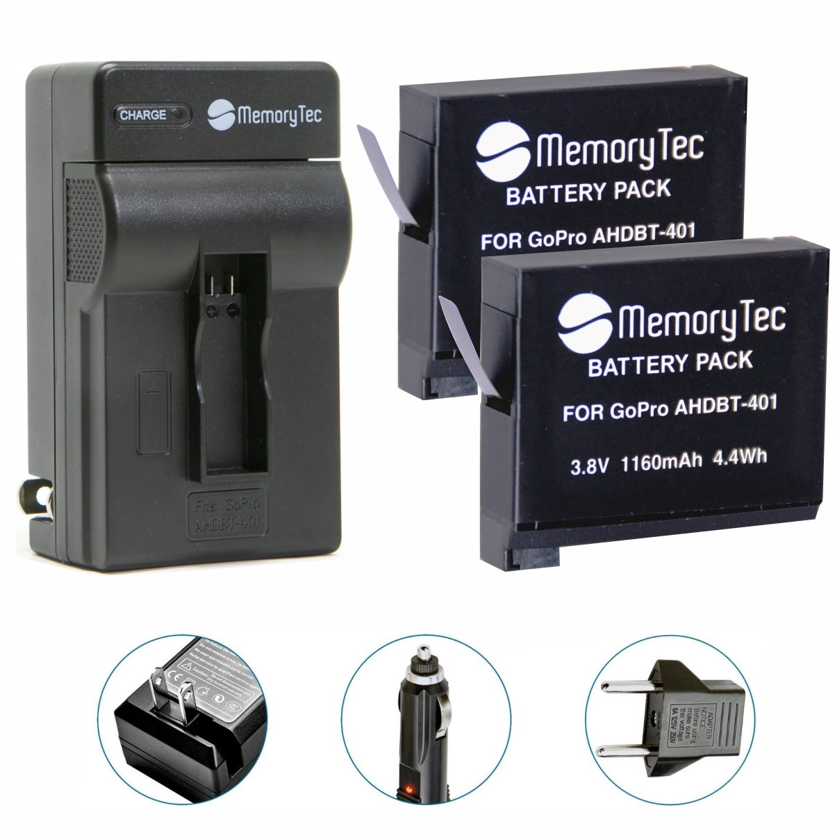 Kit 2 Baterias AHDBT-401 + Carregador para GoPro 4