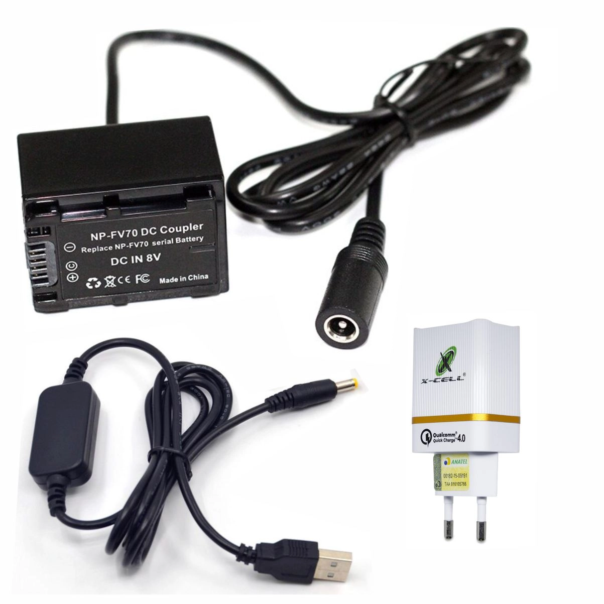 Kit Adaptador de Bateria NP-FV70/FV100 + Fonte para Sony Kit Adaptador de Bateria NP-FV70/FV100 + Fonte para Sony