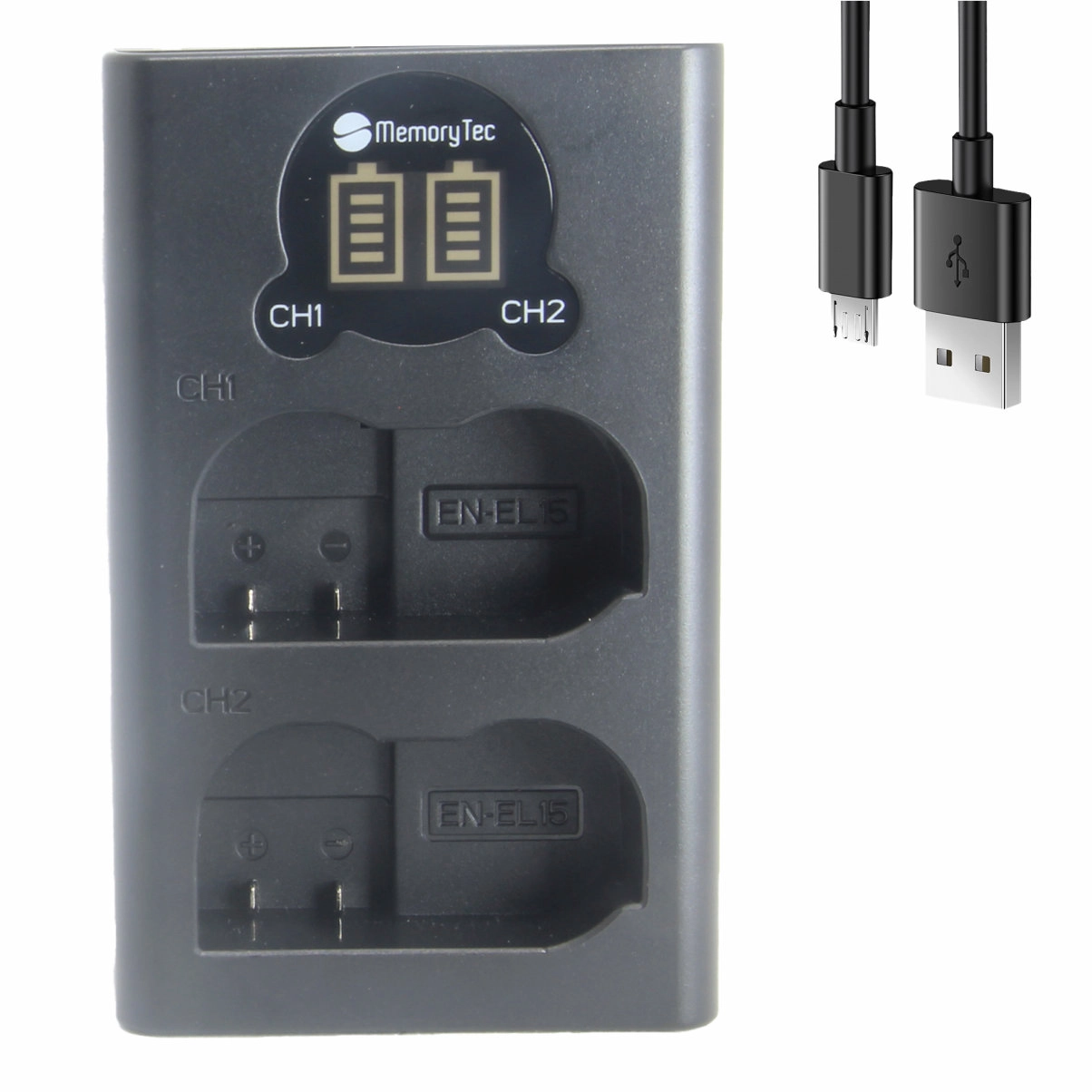 Kit 3 Baterias En-el15 + Carregador Duplo para Nikon