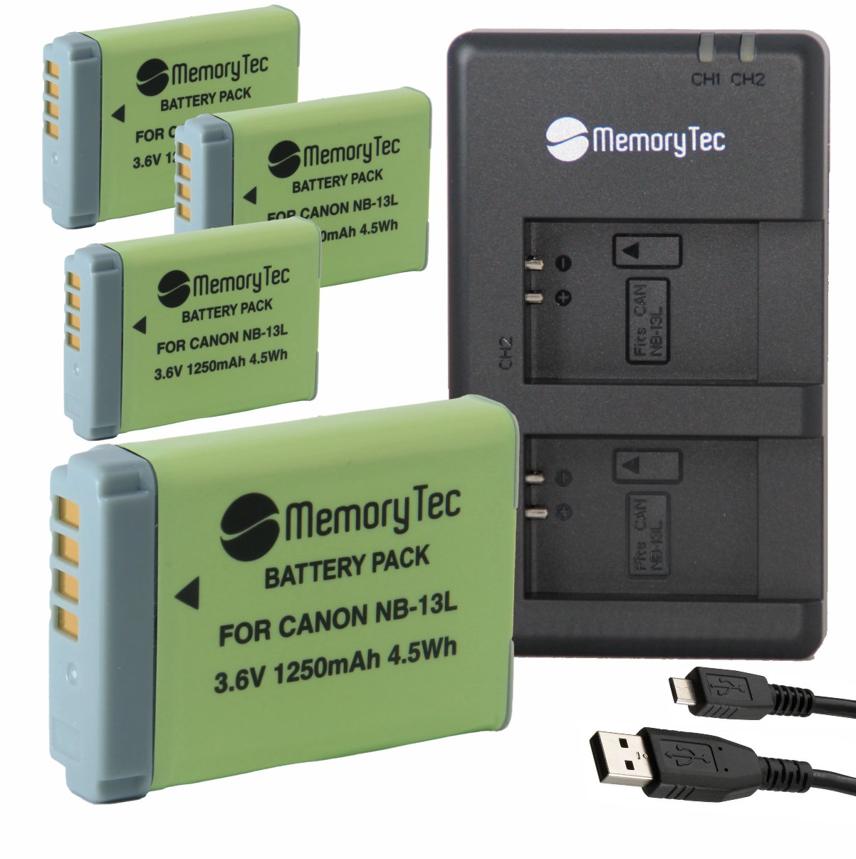 Kit 4 Baterias NB-13L + Carregador Duplo DL para Canon