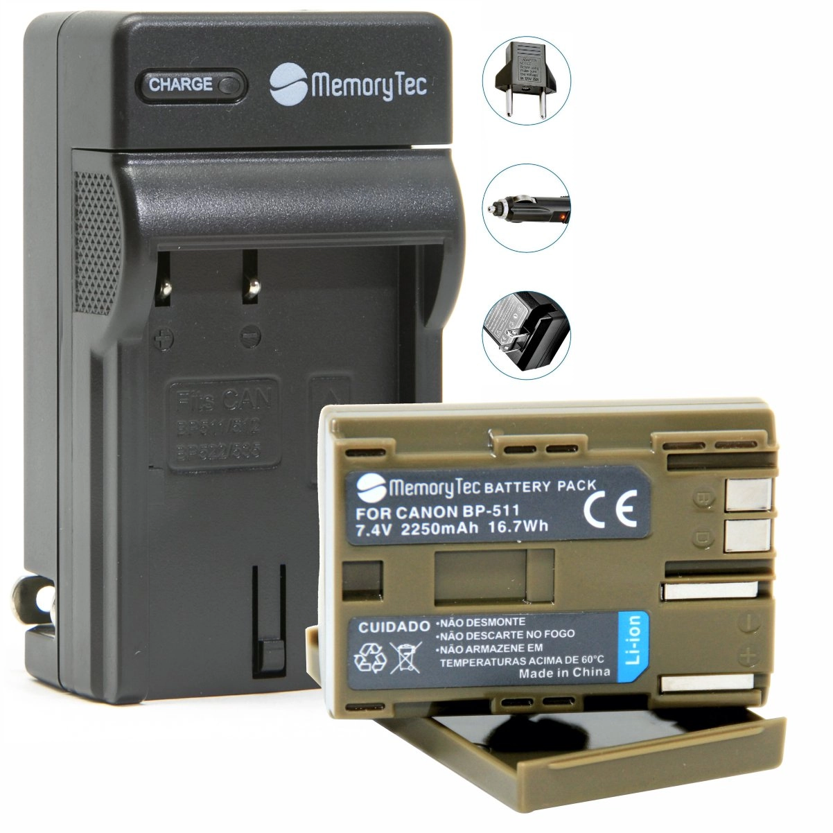 Kit 1 Bateria BP-511A + Carregador para Canon Kit 1 Bateria BP-511A + Carregador para Canon