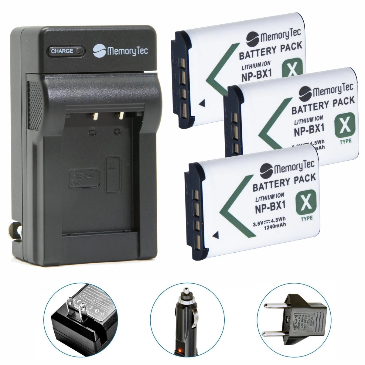 Kit 3 Baterias NP-BX1 + Carregador para Sony Kit 3 Baterias NP-BX1 + Carregador para Sony