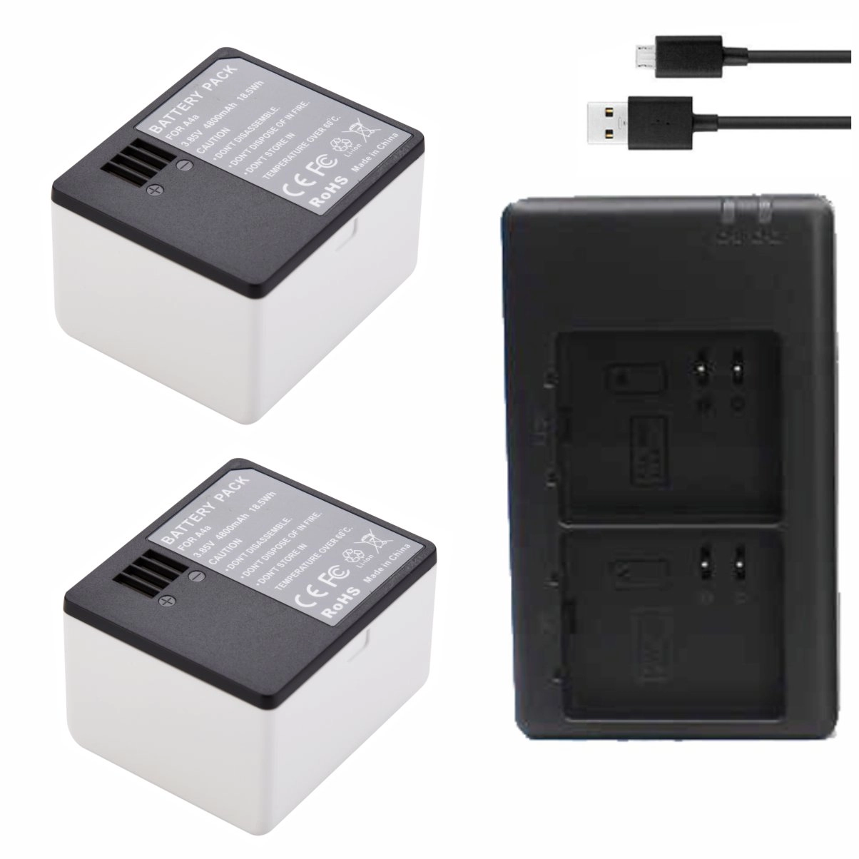 Kit 2 Baterias A4A + Carregador Duplo DL para Arlo Pro 3 e Ultra