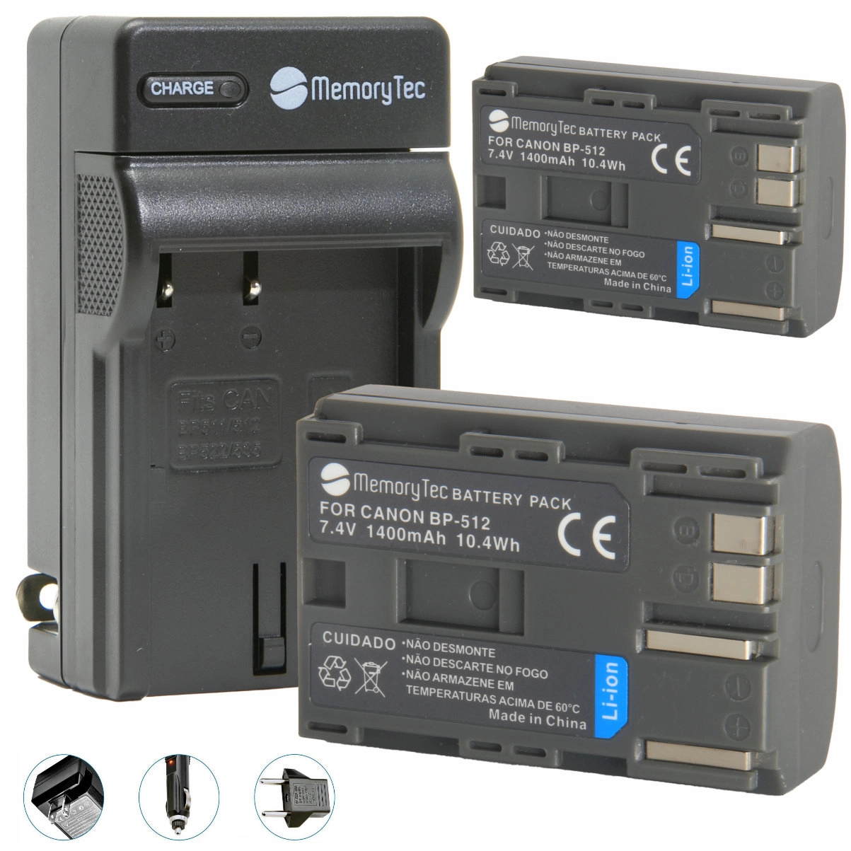 Kit 2 Baterias BP-512 + Carregador para Canon Kit 2 Baterias BP-512 + Carregador para Canon