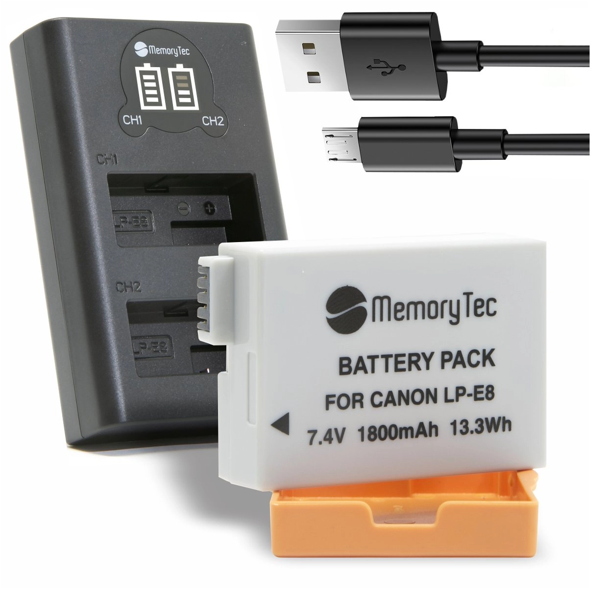 Kit 1 Bateria LP-E8 + Carregador Duplo DL para Canon