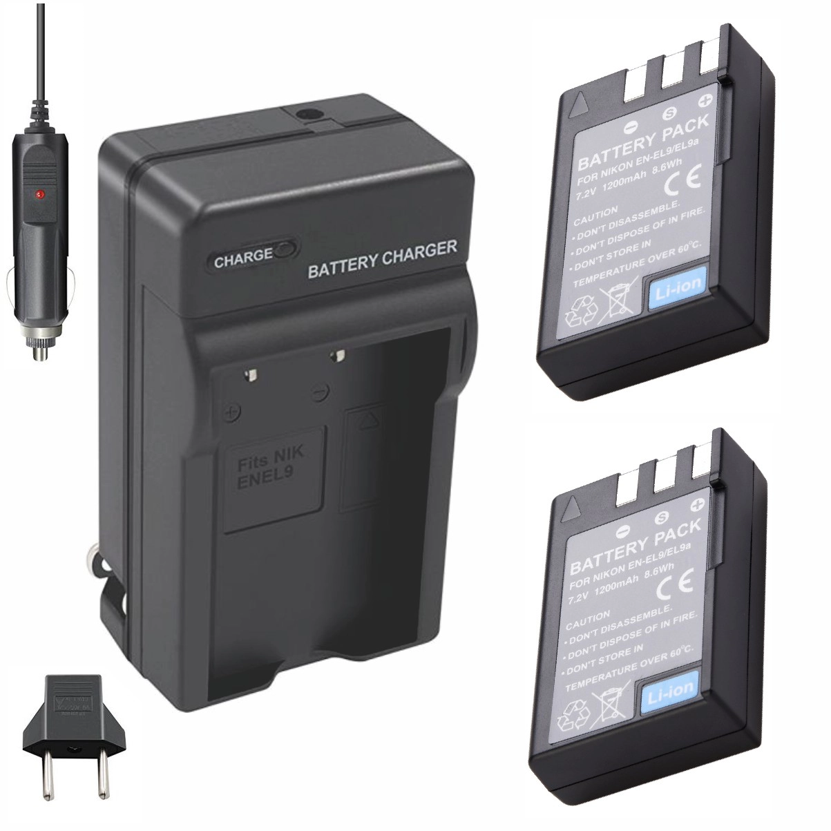 Kit 2 Baterias EN-EL9 + Carregador para Nikon Kit 2 Baterias EN-EL9 + Carregador para Nikon
