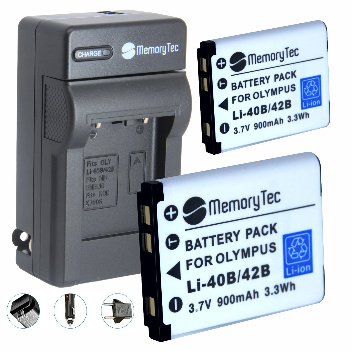 Kit 2 Baterias LI-40B / LI-42B + Carregador para Olympus