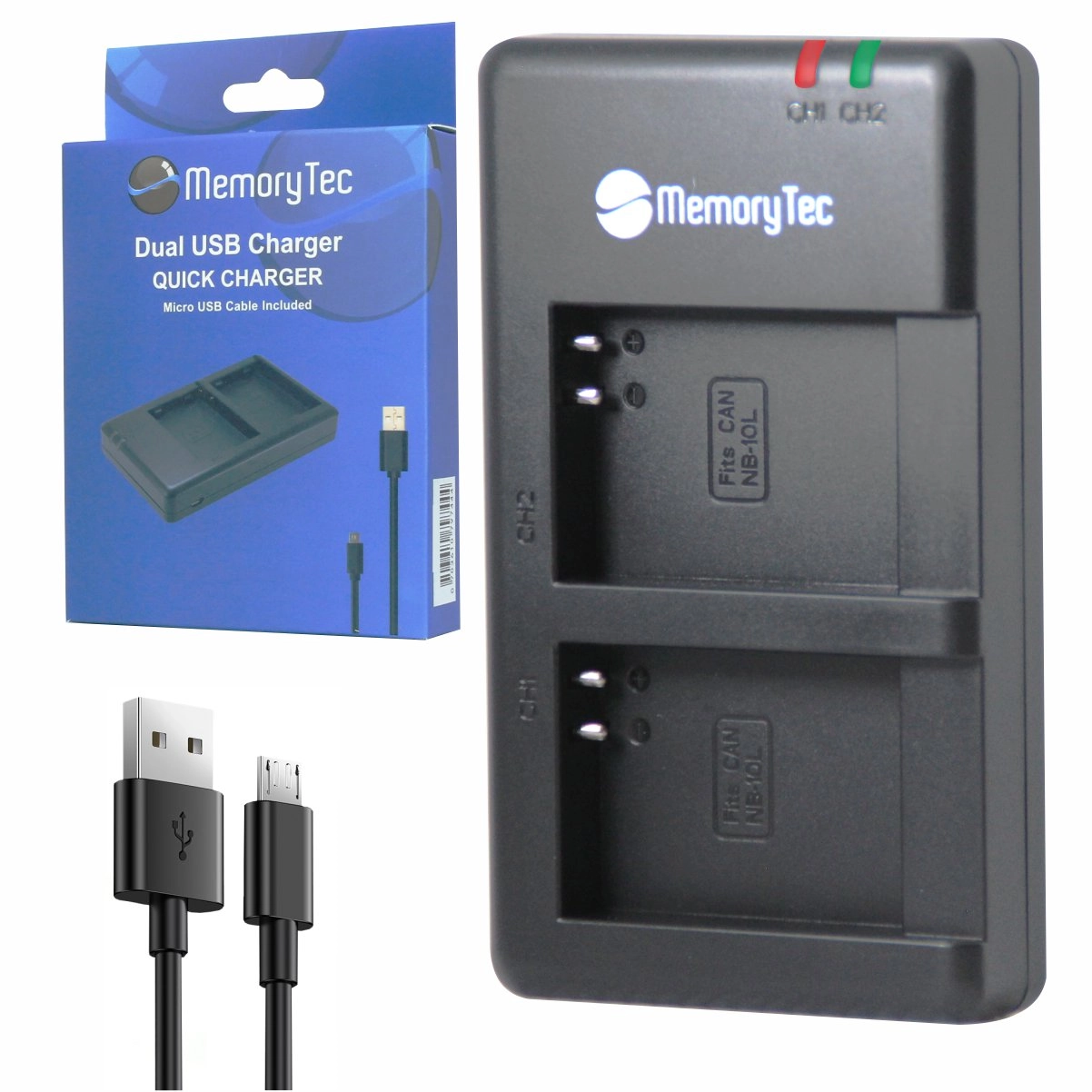 Kit 4 Baterias Nb-2LH + Carregador Duplo DL para Canon