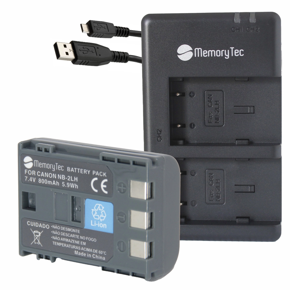 Kit 1 Bateria Nb-2lh + Carregador Duplo DL para Canon