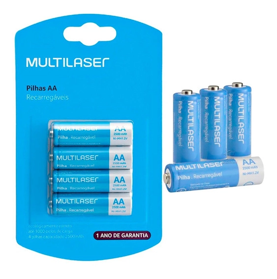 PILHA AA 2500MAH 4 UNIDADES MULTILASER