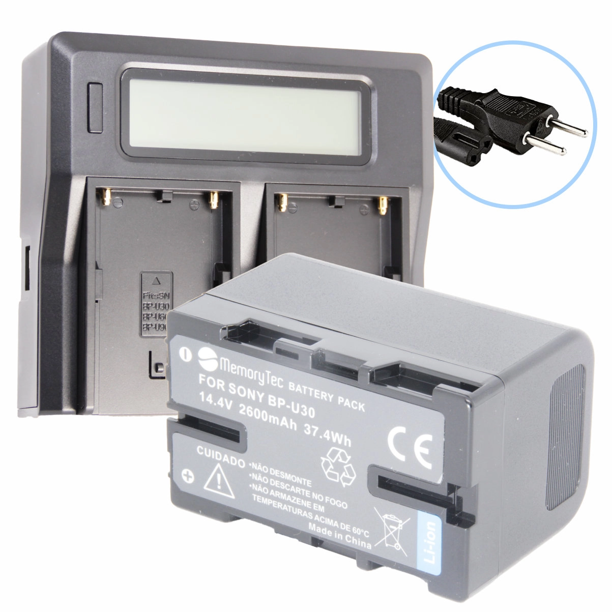 Kit 1 Bateria BP-U30 + Carregador Duplo para Broadcast para Sony Kit 1 Bateria BP-U30 + Carregador Duplo para Broadcast para Sony