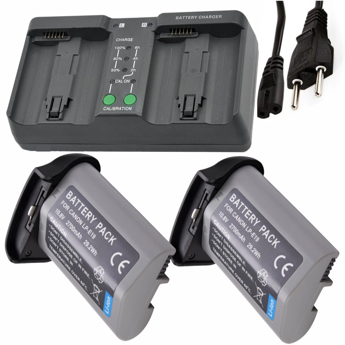 Kit 2 Baterias LP-E19 + Carregador Duplo DL para Canon