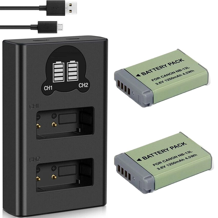 Kit 2 Baterias NB-13L + Carregador Duplo DL para Canon