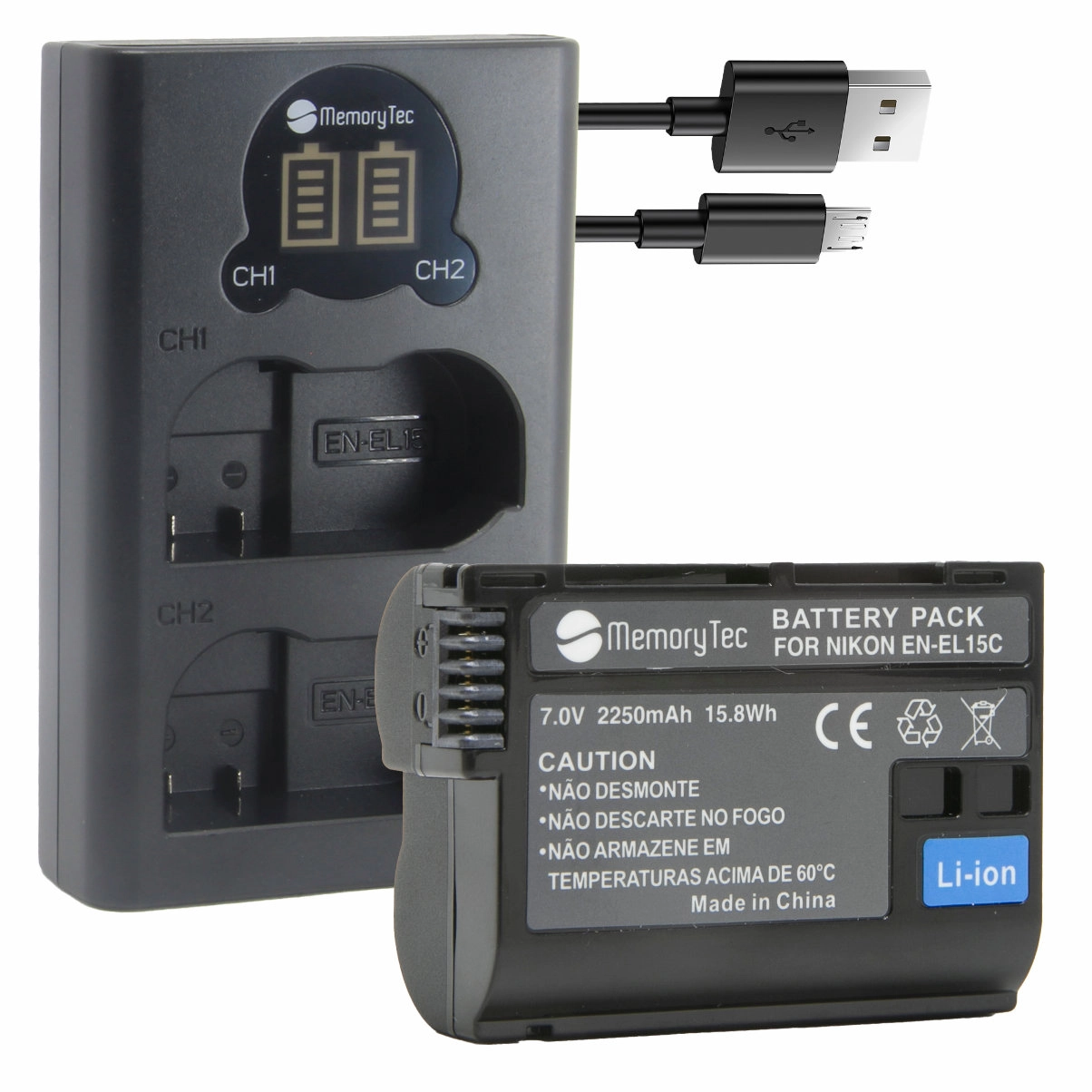Kit 1 Bateria EN-EL15C PRO + Carregador Duplo DL para Nikon Kit 1 Bateria EN-EL15C PRO + Carregador Duplo DL para Nikon