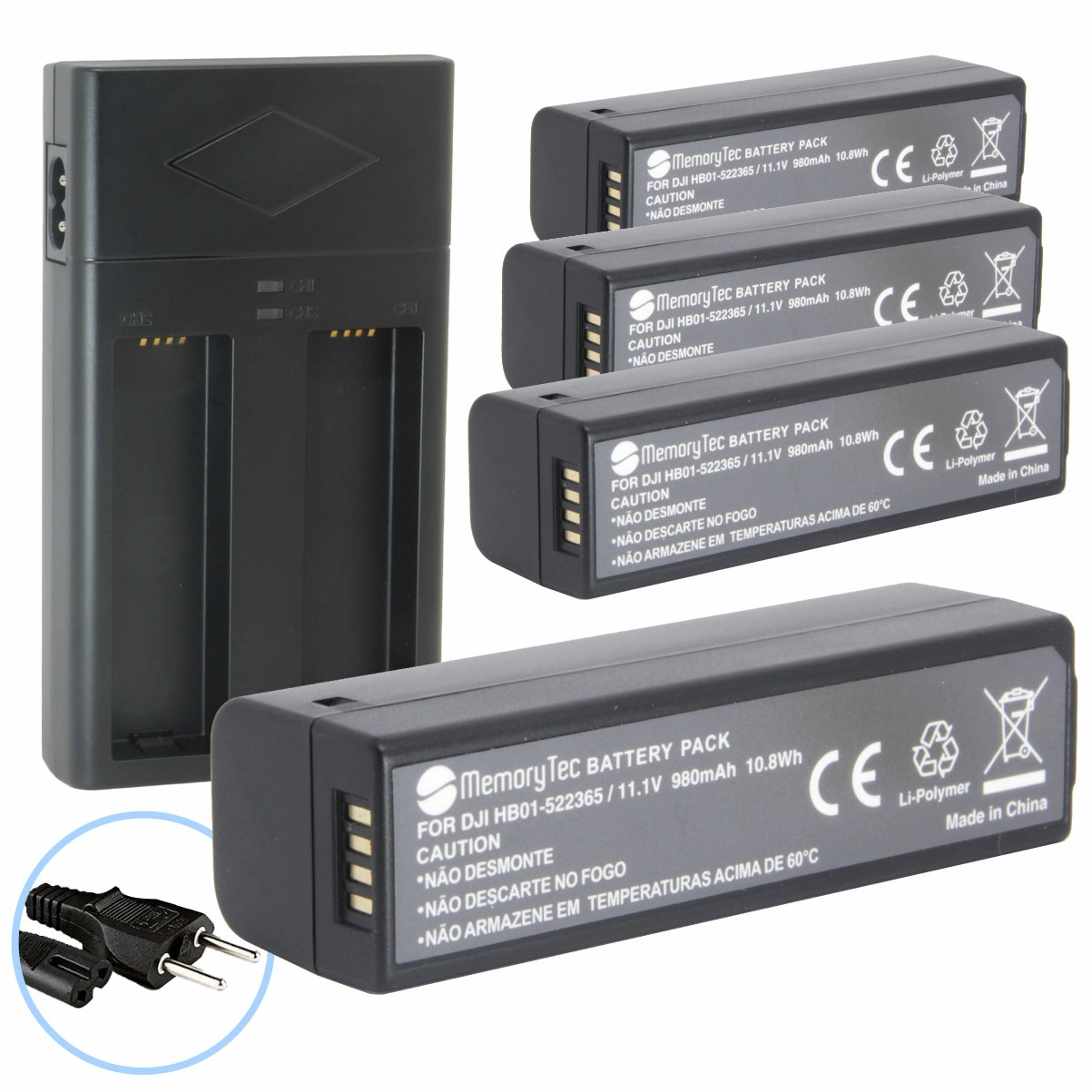Kit 4 Baterias HB01 + Carregador Duplo para DJI OSMO e Zenmuse Kit 4 Baterias HB01 + Carregador Duplo para DJI OSMO e Zenmuse