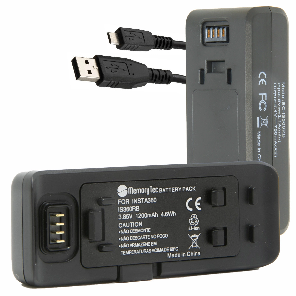 Kit 1 Bateria IS360RB + Carregador Duplo para INSTA360 One R Action Kit 1 Bateria IS360RB + Carregador Duplo para INSTA360 One R Action