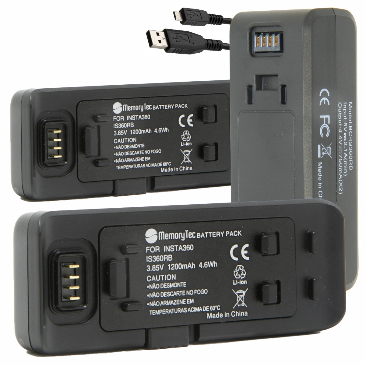 Kit 2 Baterias IS360RB + Carregador Duplo INSTA360 One R Action