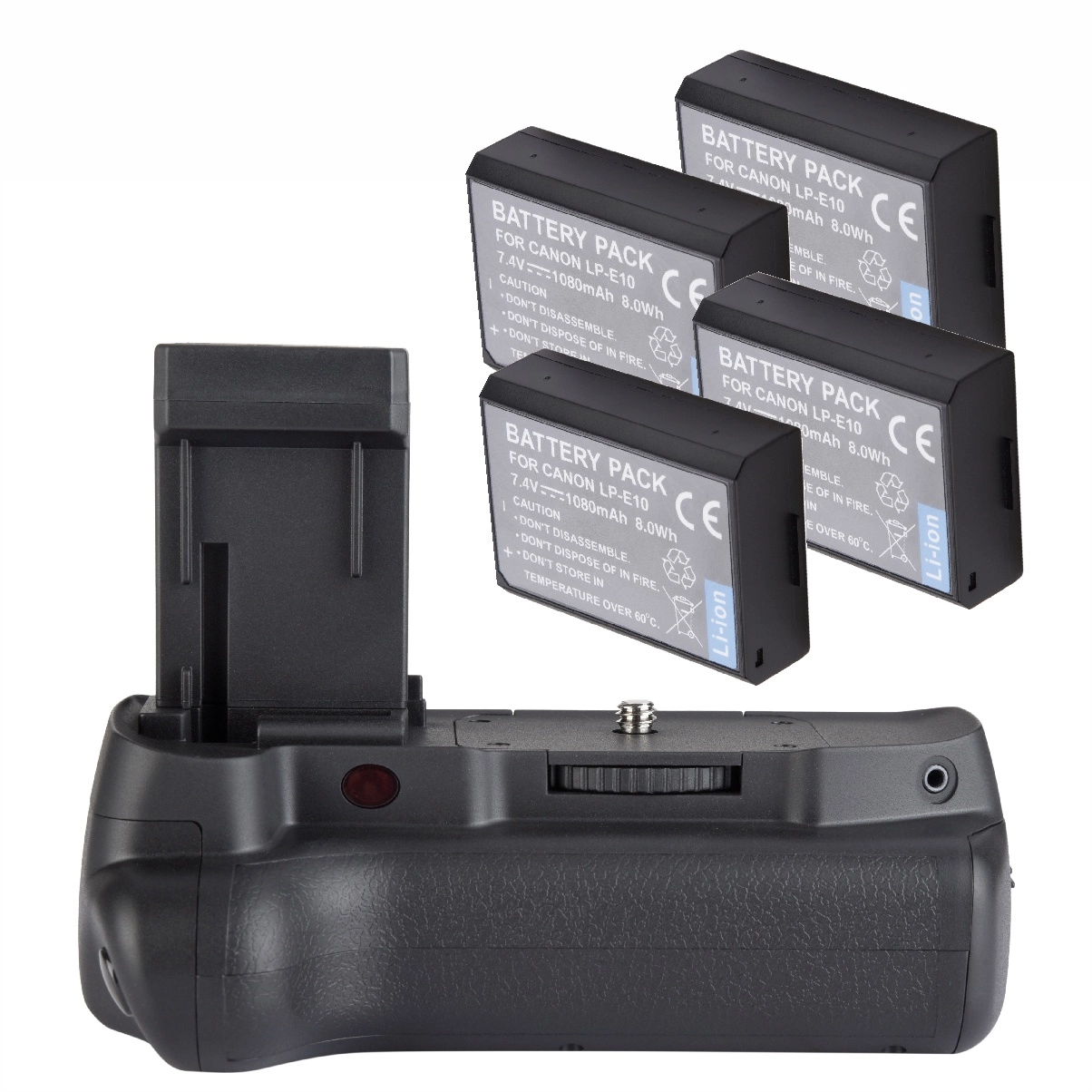Kit Battery Grip 1100DH + 4 Baterias LP-E10 para Canon T5 / T6 / T7