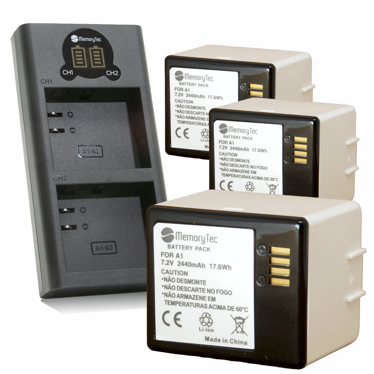 Kit 3 Baterias A1/A1B + Carregador Duplo DL para Arlo PRO 2 Kit 3 Baterias A1/A1B + Carregador Duplo DL para Arlo PRO 2