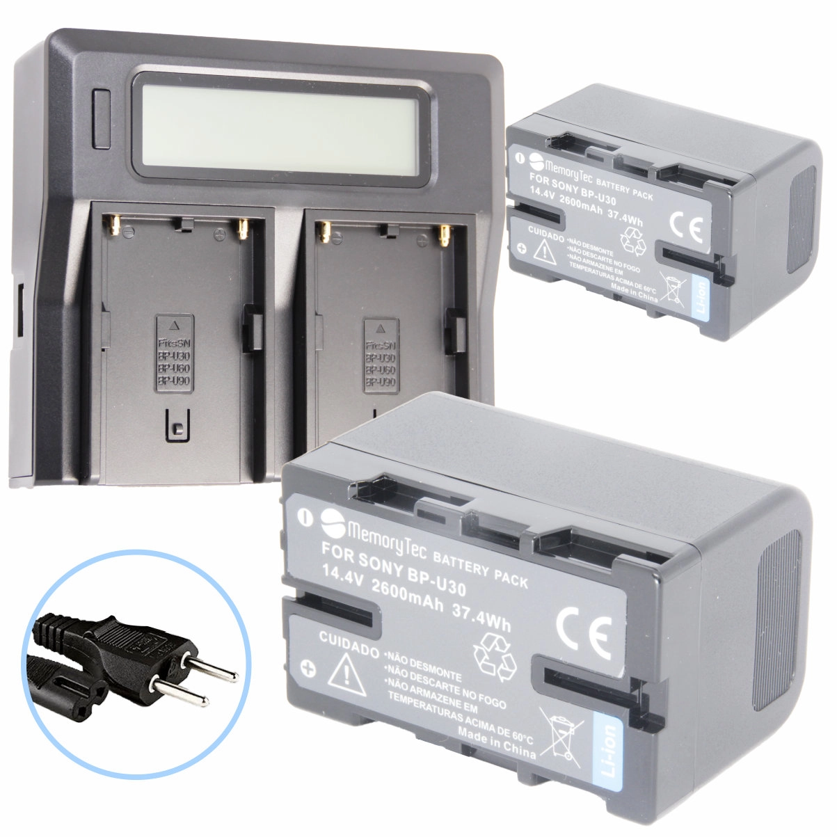 Kit 2 Baterias BP-U30 + Carregador Duplo para Sony Broadcast