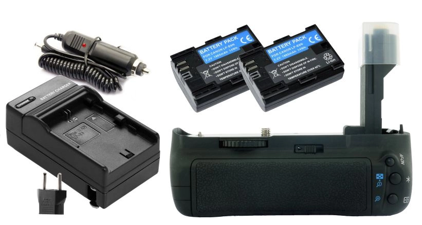 Kit Battery Grip BG-E7 + 2 Baterias LP-E6 + Carregador para Canon
