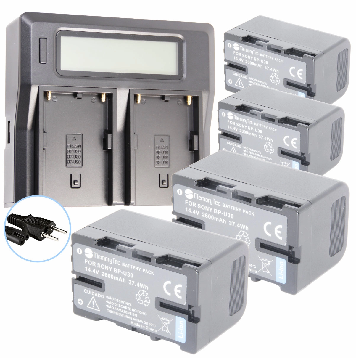 Kit 4 Baterias BP-U30 + Carregador Duplo DL para Sony Broadcast Kit 4 Baterias BP-U30 + Carregador Duplo DL para Sony Broadcast