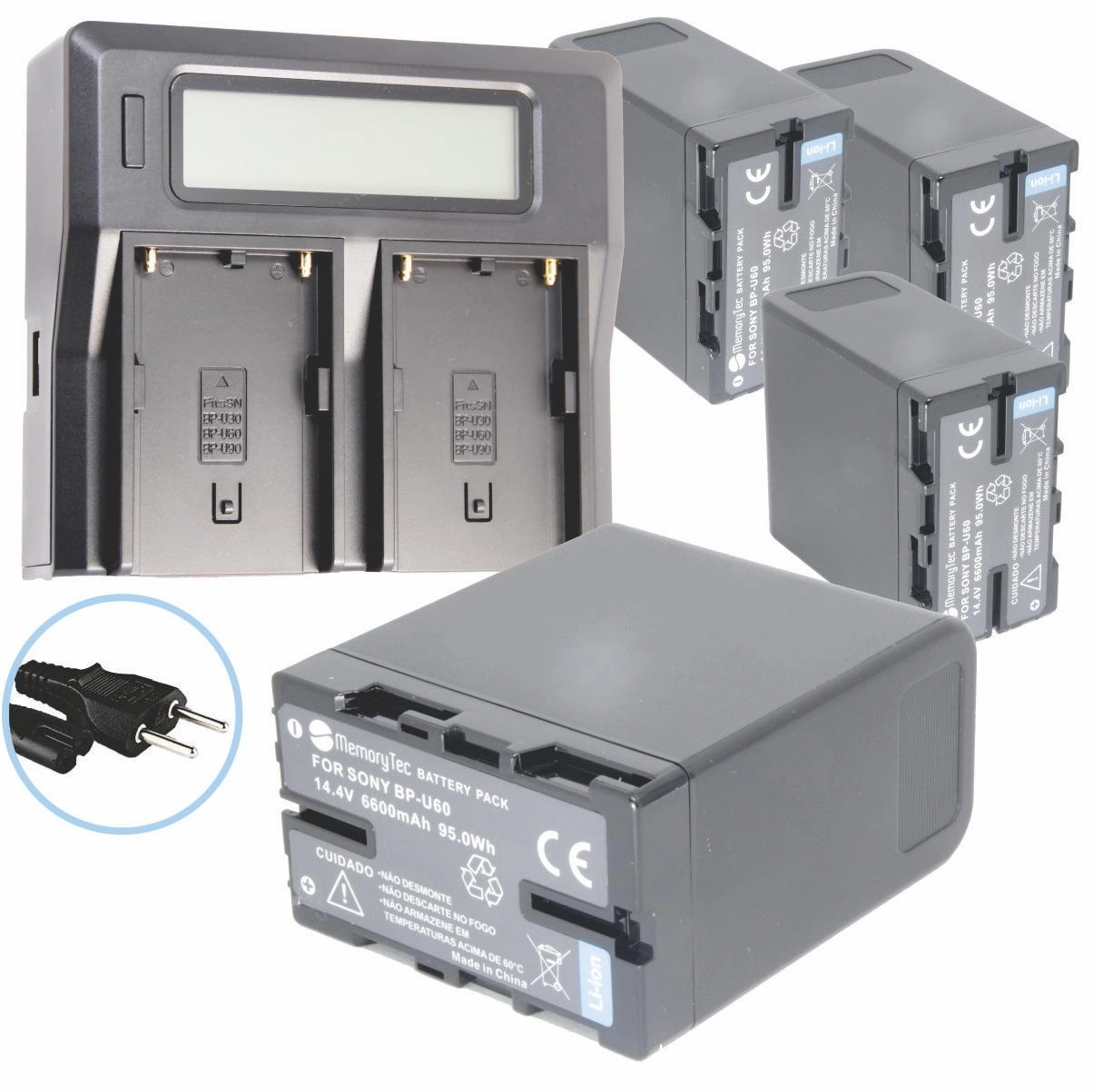 Kit 4 Baterias BP-U60 + Carregador Duplo DL para Sony Broadcast Kit 4 Baterias BP-U60 + Carregador Duplo DL para Sony Broadcast