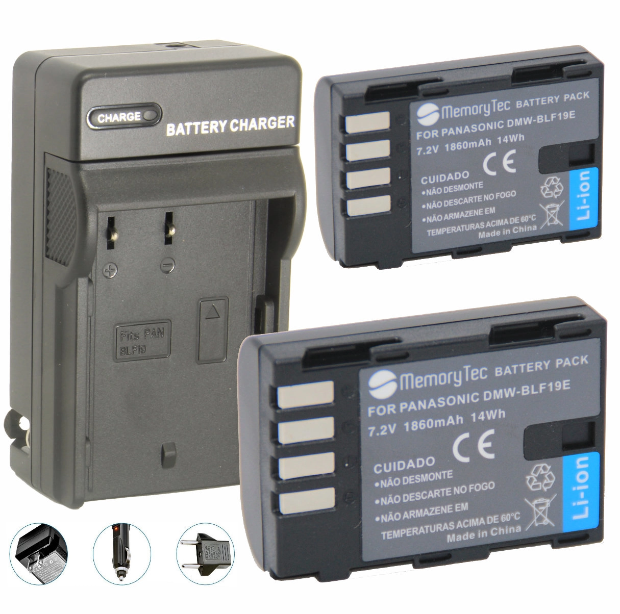 Kit 2 Baterias DMW-BLF19E + Carregador para Panasonic