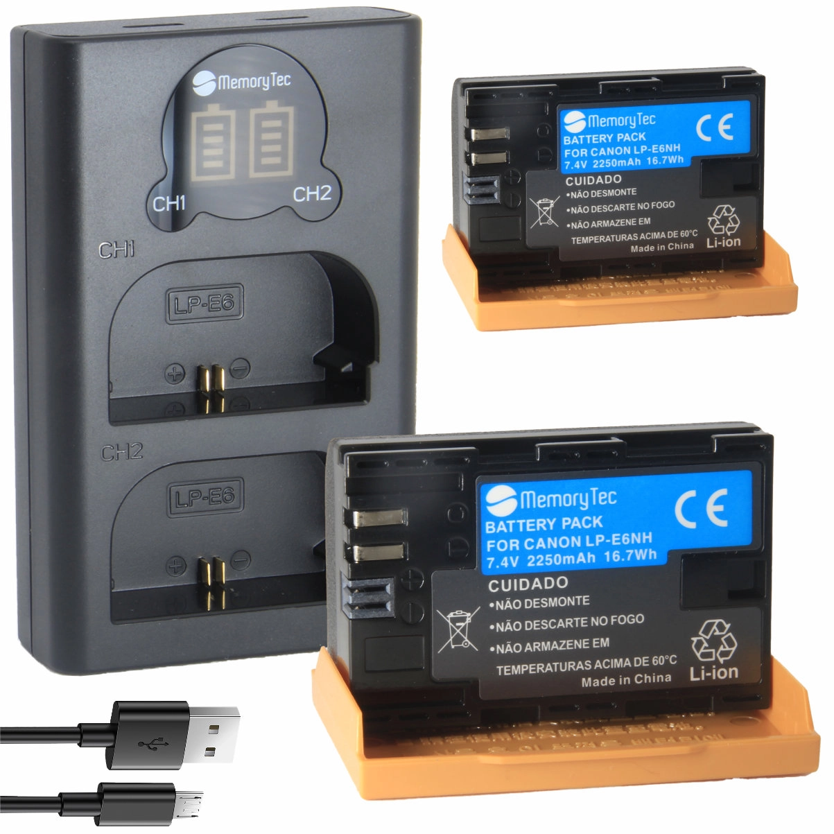 Kit 2 Baterias LP-E6NH PRO + Carregador Duplo DL para Canon Kit 2 Baterias LP-E6NH PRO + Carregador Duplo DL para Canon