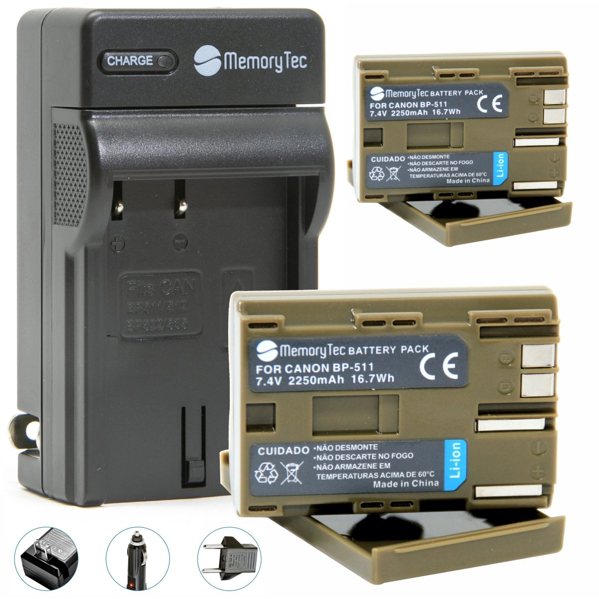 Kit 2 Baterias BP-511A + Carregador para Canon Kit 2 Baterias BP-511A + Carregador para Canon